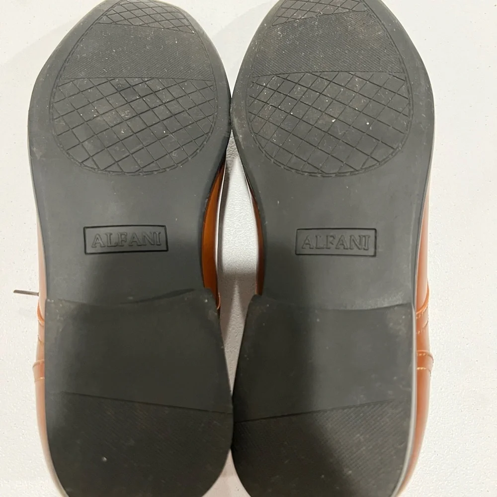 Alfani Quincy Memory Foam Men's 10.5 M Lace Up Dress Shoes Tan Brown Oxford BOX
